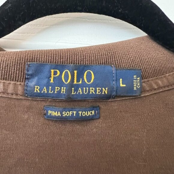 Polo Ralph Lauren Cotton Brown Polo Short Sleeve Shirt Size Large - Picture 5 of 6